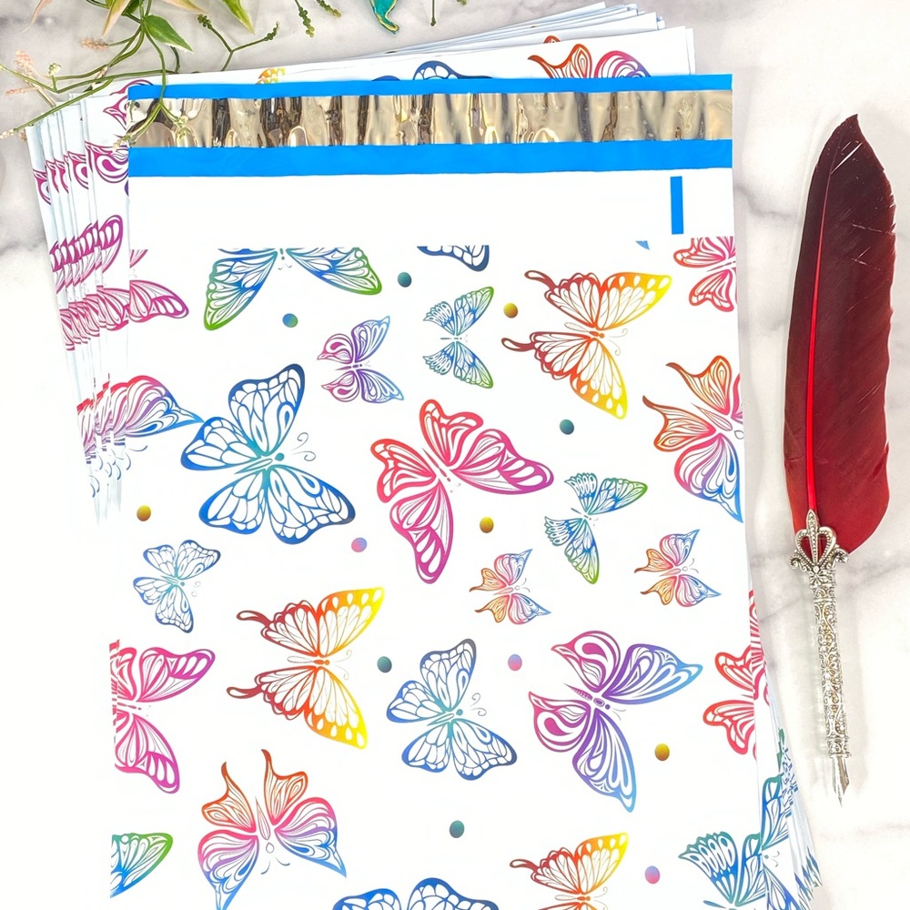 50 10X13 Rainbow Butterfly Poly Mailers PRICE FIRM - Picture 3 of 4